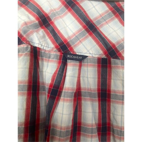 Rocawear Mens Plaid Short Sleeve Button-Down Shirt Red Blue & White 3XL - Picture 2 of 11